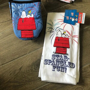 Peanuts snoopy kitchen set fireworks red white blue patriotic July 4th